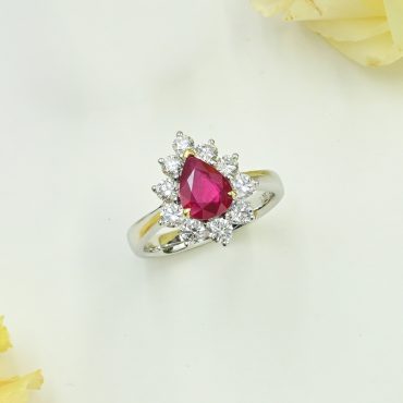 18K White Gold Ruby Diamond Ring