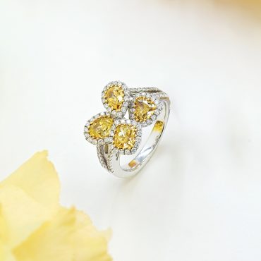 18K White Gold Fancy Yellow Diamond Ring