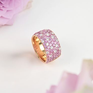 18K Rose Gold Pink Sapphire Diamond Rings