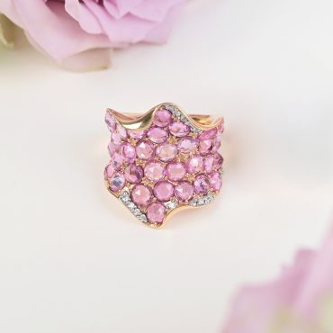 18K Rose Gold Pink Sapphire Diamond Rings