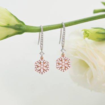 18K White & Rose Gold Fancy Pink Diamond Earrings