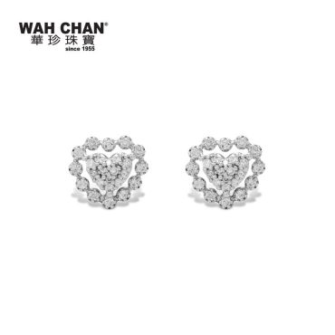White Gold Heart Shape Diamond Earrings (ELK00822-A01)
