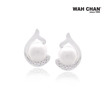 White Gold Pearl Diamond Earrings (EP00188-A01)