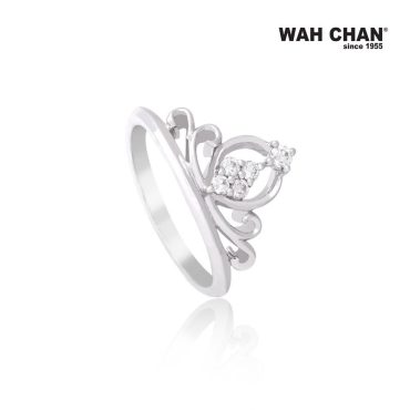 White Gold Crown Diamond Ring (RLK02789-A01)
