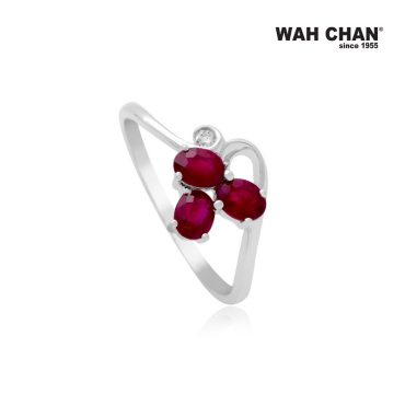 White Gold Ruby Diamond Ring (RLK02162-A02)