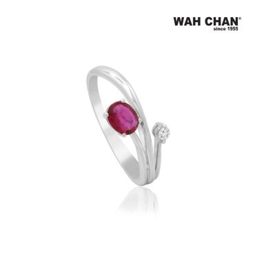 White Gold Ruby Diamond Ring (RLK02165-A02)
