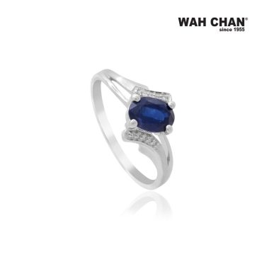 White Gold Blue Sapphire Diamond Ring (RLK02546-A01)