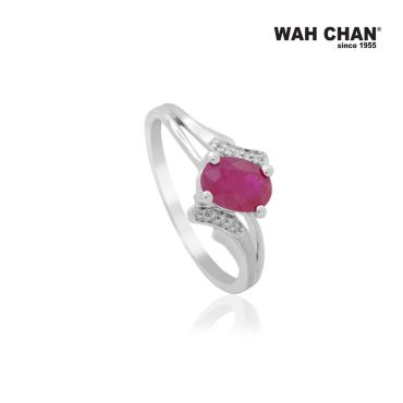 White Gold Ruby Diamond Ring (RLK02546-A02)