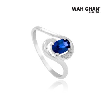 White Gold Blue Sapphire Diamond Ring (RLK02581-A01)