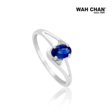 White Gold Blue Sapphire Diamond Ring (RLK02584-A01)