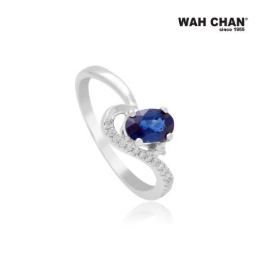 White Gold Blue Sapphire Diamond Ring (RLK02595-A01)