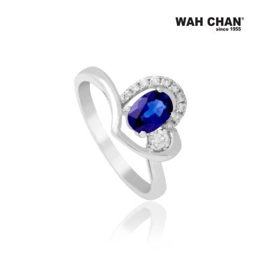 White Gold Blue Sapphire Diamond Ring (RLK02866-A02)