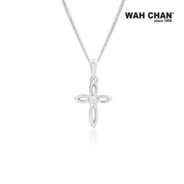 18k White Gold Cross Diamond Pendant (PD01584-A01)
