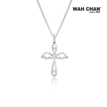 18k White Gold Cross Diamond Pendant (PD05106-B01)
