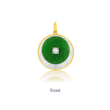 9K Yellow White Jade Diamond Pendant (PJ02247-A01)