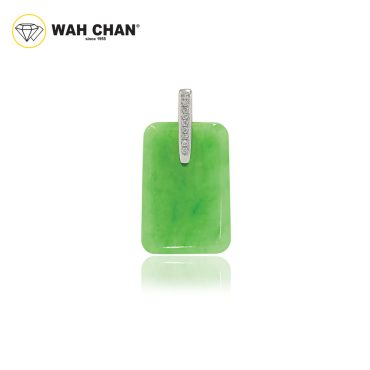Mother's Day "Blessed Harmony Jade" 18k White Gold Diamond Green Jade Pendant  (PJ02346-D02)