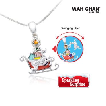 “Sparkling Surprise” 9K White Gold Diamond Pendant (PLK02067-A01)