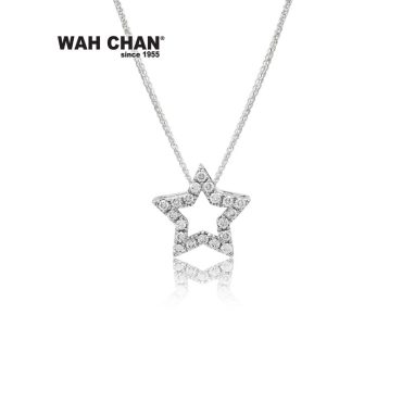 White Gold Star Diamond Pendant (PLK01874-A01)