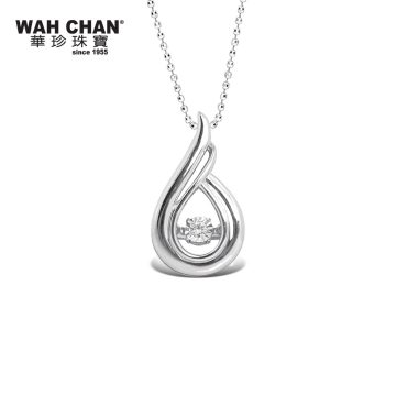 White Gold Dancing Diamond Pendant (PLK01934-A01)