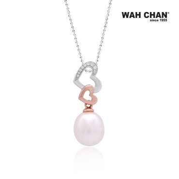 White & Rose Gold Pearl Diamond Pendant (PP00466-A01)