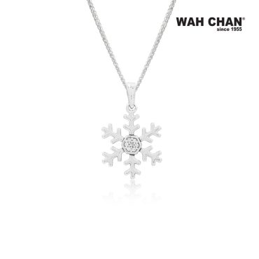 White Gold Diamond Snowflake Pendant (PLK01990-A01)