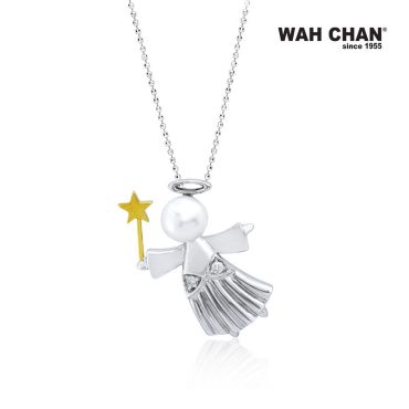 White & Yellow Gold Pearl Diamond Pendant - Angel (PP00473-A01)