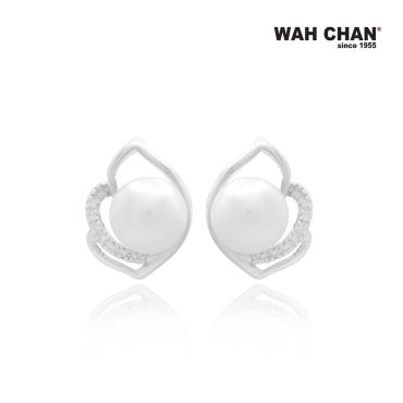 White Gold Pearl Diamond Earrings (EP00169-A01)