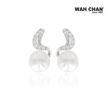 White Gold Pearl Diamond Earrings (EP00151-A01)