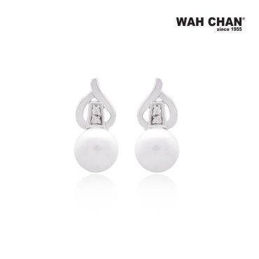 White Gold Pearl Diamond Earrings (EP00185-A01)