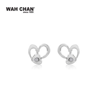 White Gold Diamond Earrings - Heart Shape/Love (E3K00434-A01)