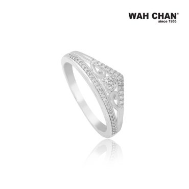 White Gold Crown Diamond Ring (RLK03125-A01)