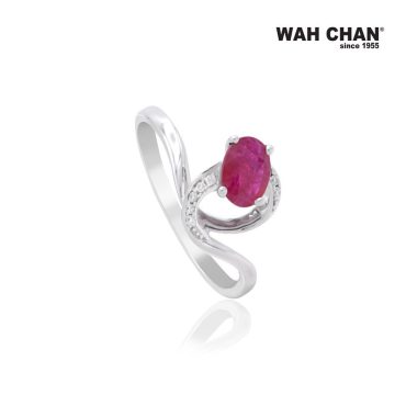 White Gold Ruby Diamond Ring (RLK03108-A01)