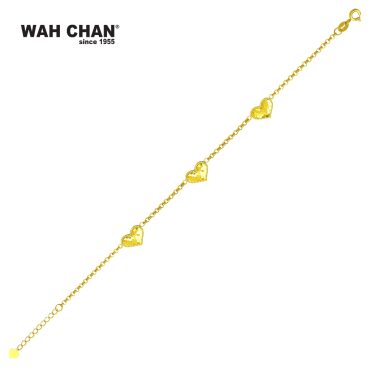 916 Gold Bracelet - Rantai Tangan Triple Heart OSB1151A