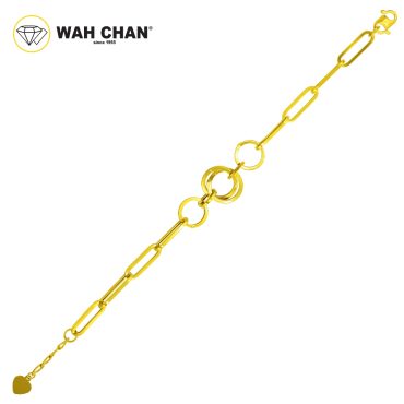 916 Gold Bracelet - Adjustable Paper Clip with Interlock Circle OSB1155A