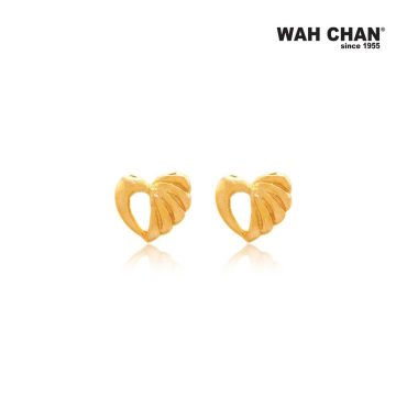 916 Gold Screw Back Earrings - Heart/Love OSE1029