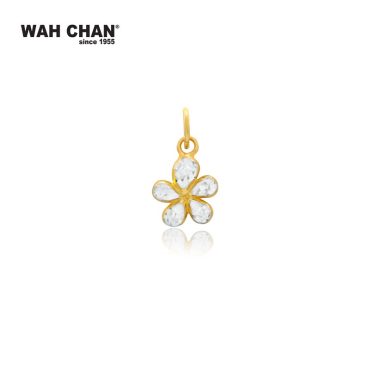 916 Gold Pendant - Flower with White Gold Plating OSP1188b