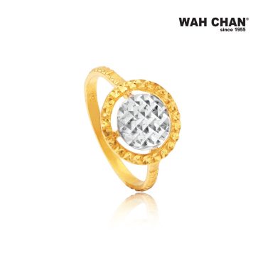 916 Gold Ring with White Gold Plating - Round Design OSR1047b