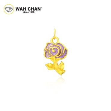 999 Gold Pendant - The Rose Edit Series (Lavender)