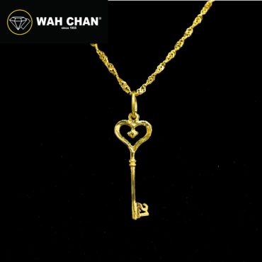 WAH CHAN 916 Gold Pendant | Loket Emas 916 - 21 Years Old Golden Heart Key OSP1324