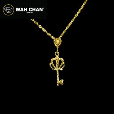 WAH CHAN 916 Gold Pendant | Loket Emas 916 - Golden Key With Crown OSP1327