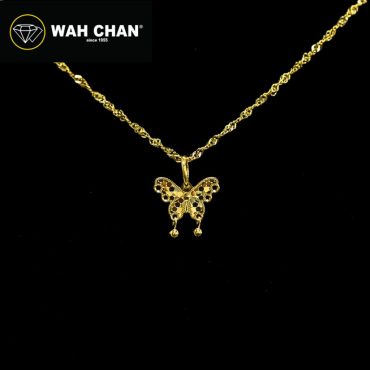 WAH CHAN 916 Gold Pendant | Loket Emas 916 - Golden Butterfly OSP1328