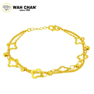 WAH CHAN 916 Gold Bracelet - Clover Link OSB1190