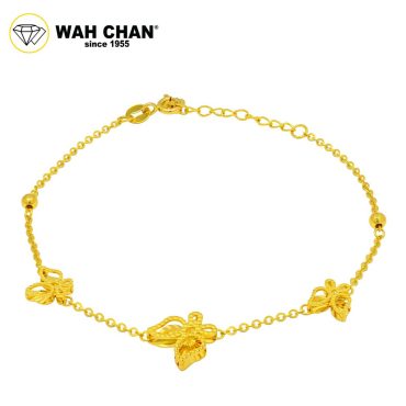 WAH CHAN 916 Gold Bracelet - Trio Butterfly OSB1189