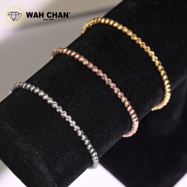 WAH CHAN S925 ITALIAN Silver Bracelet - Beaded Moon Cut N2B00005