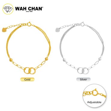 WAH CHAN S925 ITALIAN Silver Bracelet - Double Circle NSBCO1012
