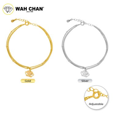 WAH CHAN S925 ITALIAN Silver Bracelet - Double Heart NSBCO1004