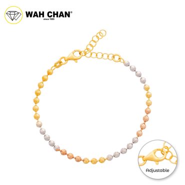 WAH CHAN S925 ITALIAN Silver Bracelet - Trio Color Beads NSBCM018-3CR