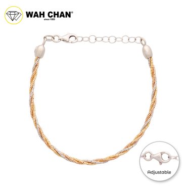 WAH CHAN S925 ITALIAN Silver Bracelet - Twisting Rope NSBCM013-3CR