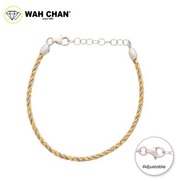 WAH CHAN S925 ITALIAN Silver Bracelet - Duo Color Rope NSBCM011-RHG
