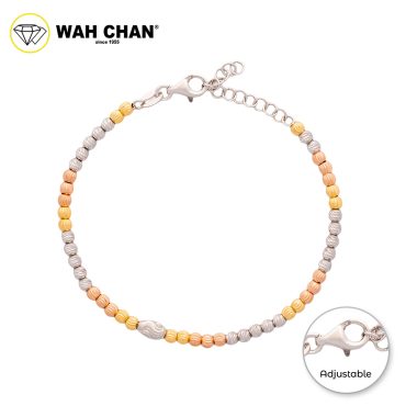 WAH CHAN S925 ITALIAN Silver Bracelet - TRIO Beads NSBCM005-3CR